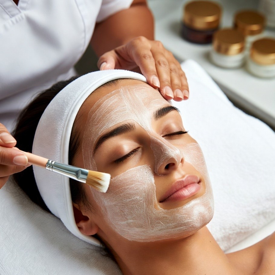 Client receiving a facial treatment